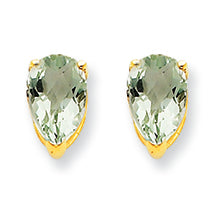 1.7 Carat 14K Gold 8x5 Pear Green Amethyst Earring