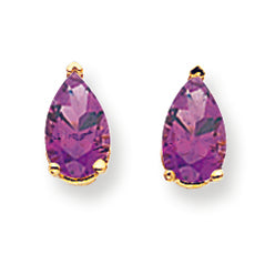 1.5 Carat 14K Gold 8x5mm Pear Amethyst earring