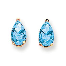 2.3 Carat 14K Gold 8x5mm Pear Blue Topaz earring