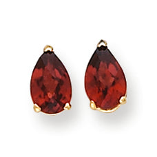 2.5 Carat 14K Gold 8x5mm Pear Garnet Checker earring
