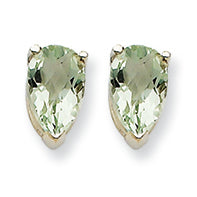 1.7 Carat 14K Goldw 8x5 Pear Green Amethyst Earring