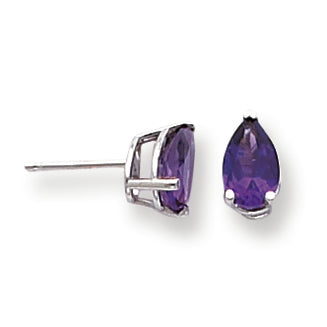 1.5 Carat 14K White Gold 8x5mm Pear Amethyst earring