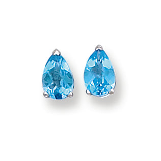 2 Carat 14K White Gold 8x5mm Pear Blue Topaz Checker earring