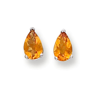 1.8 Carat 14K White Gold 8x5mm Pear Citrine Checker earring