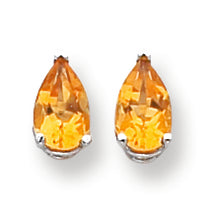 1.6 Carat 14K White Gold 8x5mm Pear Citrine earring