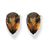 1.7 Carat 14K Goldw 8x5 Pear Smokey Quartz Earring