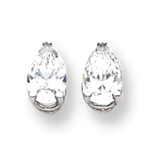 14K White Gold 8x5mm Pear Cubic Zirconia earring