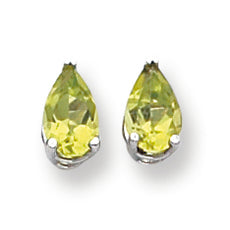 2 Carat 14K White Gold 8x5mm Pear Peridot earring