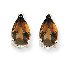 1.8 Carat 14K Goldw 8x5 Pear Smokey Quartz Earring