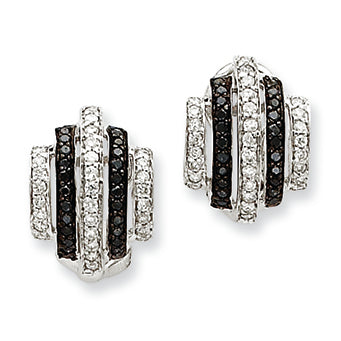 0.6 Carat 14K White Gold Completed Black & White Diamond Vintage Earrings