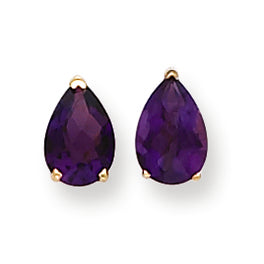 2.3 Carat 14K Gold 9x6mm Pear Amethyst Checker earring