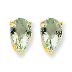 2.6 Carat 14K Gold 9x6 Pear Green Amethyst Earring