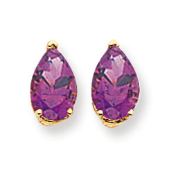 2.5 Carat 14K Gold 9x6mm Pear Amethyst earring