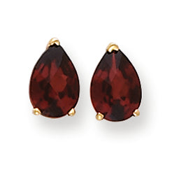 4.1 Carat 14K Gold 9x6mm Pear Garnet Checker earring