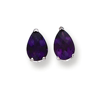 2.3 Carat 14K White Gold 9x6mm Pear Amethyst Checker earring