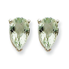 2.6 Carat 14K Goldw 9x6 Pear Green Amethyst Earring