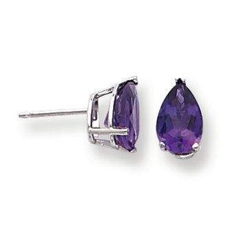 2.5 Carat 14K Gold Amethyst Diamond pear stud earring