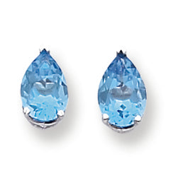 3.4 Carat 14K White Gold 9x6mm Blue Topaz Earrings