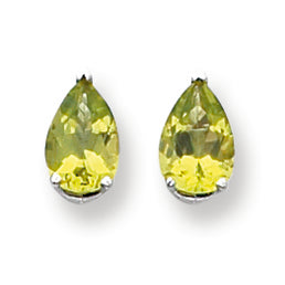 3.3 Carat 14K White Gold 9x6mm Pear Peridot earring