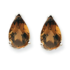 2.5 Carat 14K Goldw 9x6 Pear Smokey Quartz Earring