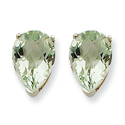 3.6 Carat 14K Goldw 10x7 Pear Green Amethyst Earring