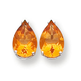 3.7 Carat 14K White Gold 10x7mm Pear Citrine earring