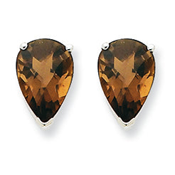 3.7 Carat 14K Goldw 10x7 Pear Smokey Quartz Earring