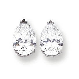 14K Gold Cubic Zirconia Diamond pear stud earring