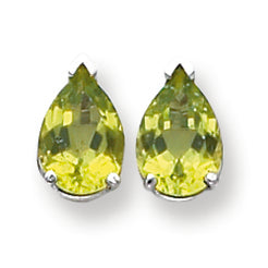 4 Carat 14K White Gold 10x7mm Pear Peridot earring