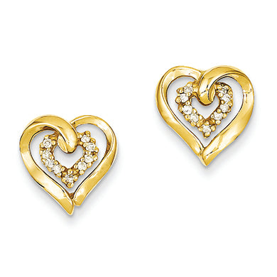 0.2 Carat 14K Gold Diamond heart earring