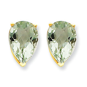 5.5 Carat 14K Gold 12x8 Pear Green Amethyst Earring