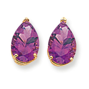 5.1 Carat 14K Gold Amethyst Diamond pear stud earring