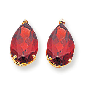 7.2 Carat 14K Gold Garnet Diamond pear stud earring