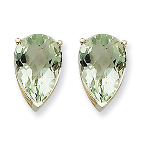 5.5 Carat 14K Goldw 12x8 Pear Green Amethyst Earring