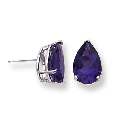 5.1 Carat 14K Gold Amethyst Diamond pear stud earring