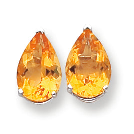 6.2 Carat 14K Gold Citrine Diamond pear stud earring