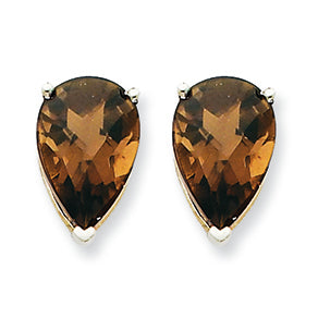 6 Carat 14K Goldw 12x8 Pear Smokey Quartz Earring