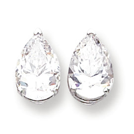 14K White Gold 12x8mm Pear Cubic Zirconia earring