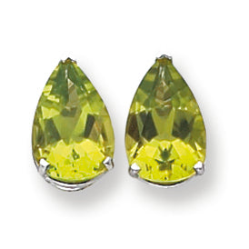 6.5 Carat 14K Gold Peridot Diamond pear stud earring