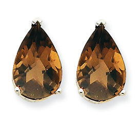 6 Carat 14K Goldw 12x8 Pear Smokey Quartz Earring