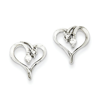 0.1 Carat 14K White Gold Diamond heart earring