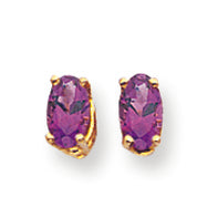 0.4 Carat 14K Gold 5x3mm Oval Amethyst earring