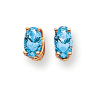 0.6 Carat 14K Gold 5x3mm Oval Blue Topaz earring