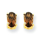 0.4 Carat 14K Gold 5x3 Oval Smokey Quartz Earring