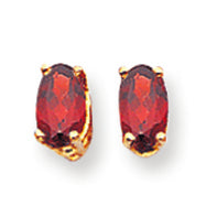 0.6 Carat 14K Gold 5x3mm Oval Garnet earring