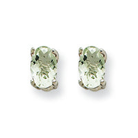 0.5 Carat 14K Goldw 5x3 Oval Green Amethyst Earring