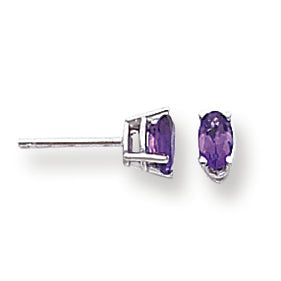 0.4 Carat 14K White Gold 5x3mm Oval Amethyst earring