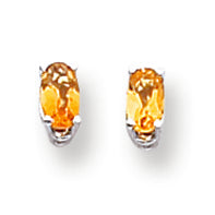 0.4 Carat 14K White Gold 5x3mm Oval Citrine earring