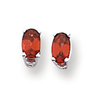 0.6 Carat 14K White Gold 5x3mm Oval Garnet earring