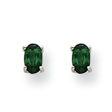 0.5 Carat 14K White Gold Green Tourmaline Earrings